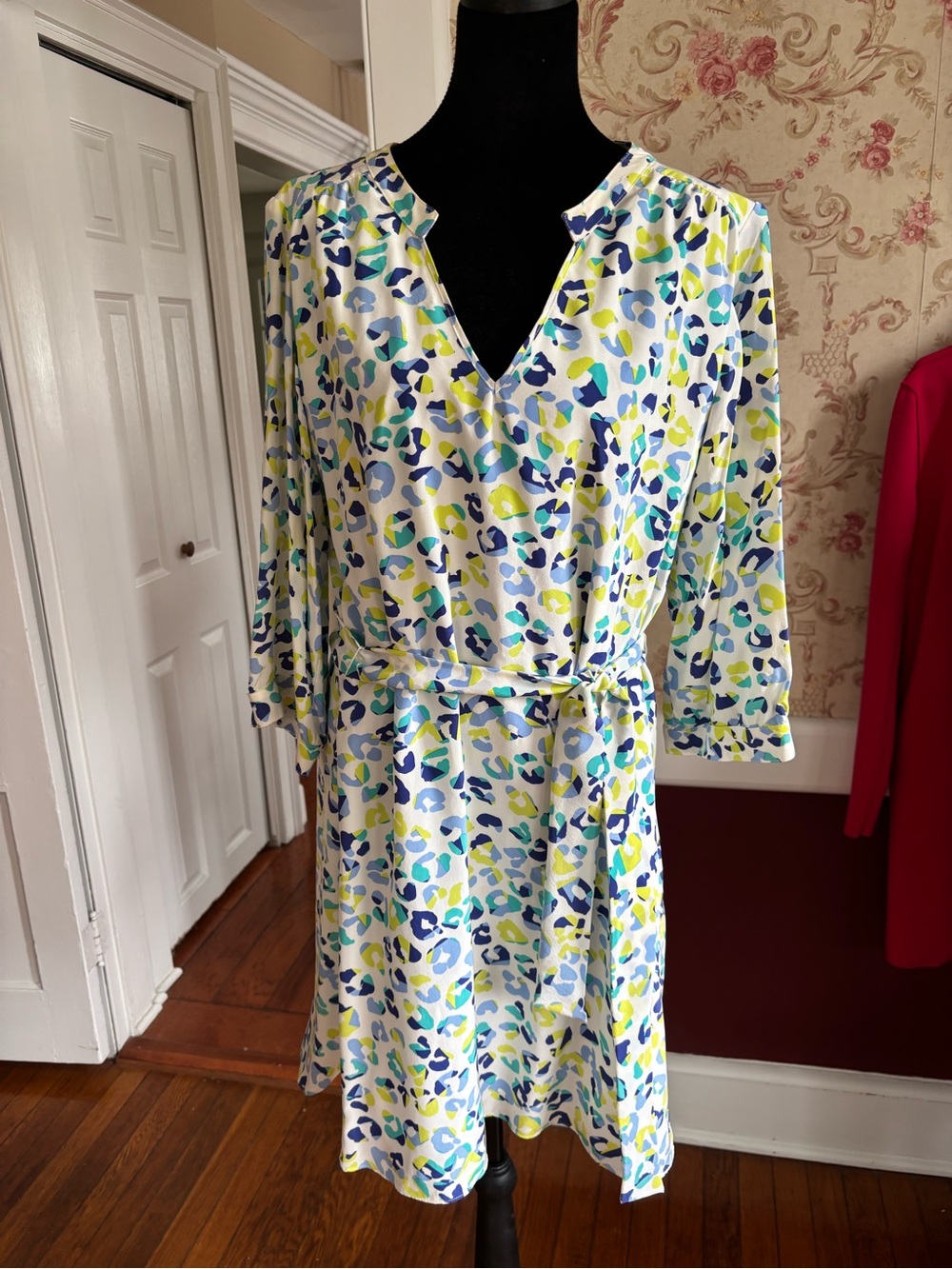 Women’s White Multicolor Printed Wrap Dress